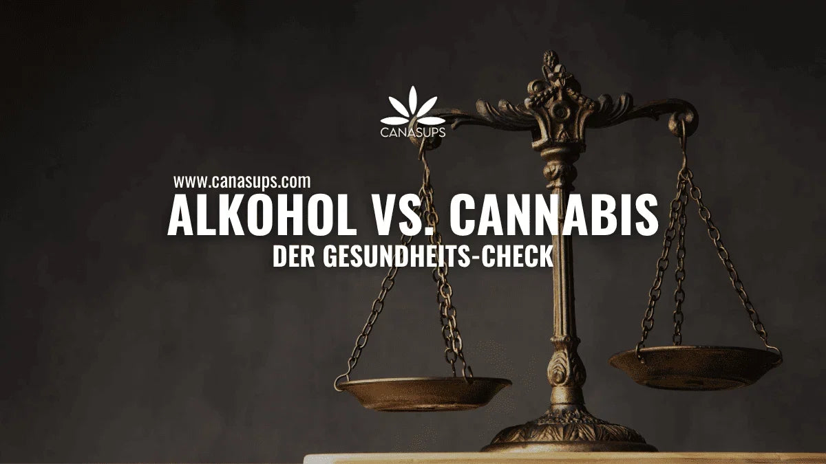 Cannabis oder Alkohol – was ist schädlicher? Waage als Symbol für den Gesundheitsvergleich