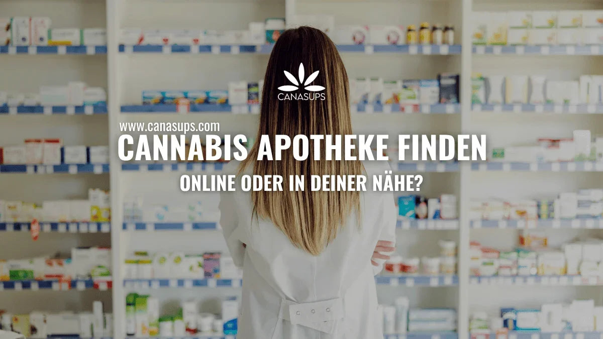 Apothekerin vor Medikamentenregalen – Cannabis Apotheke finden, online oder in der Nähe, mit Beratung, Bestand und Versand